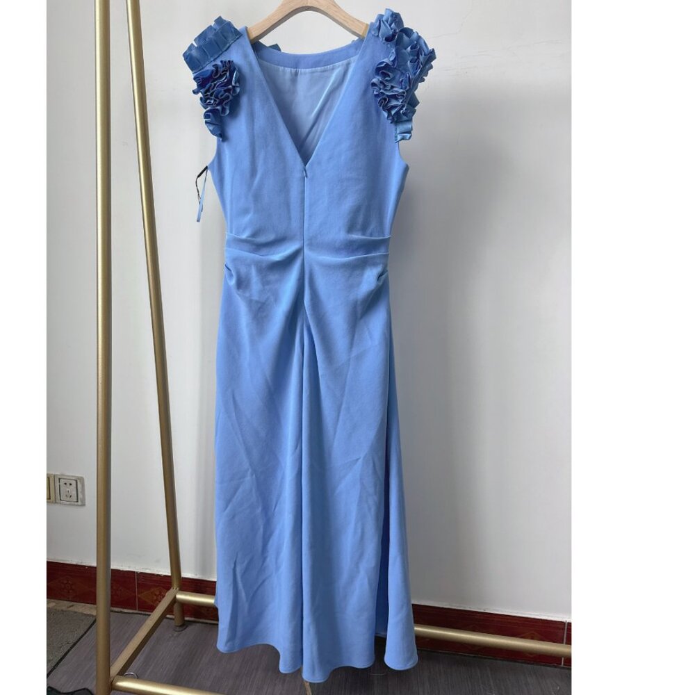 Rachel Gilbert Margot Drape Midi Dress 6/8/10 Blue Cocktail Event Wedding - Picture 7 of 9